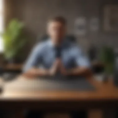 Employee practicing meditation at desk