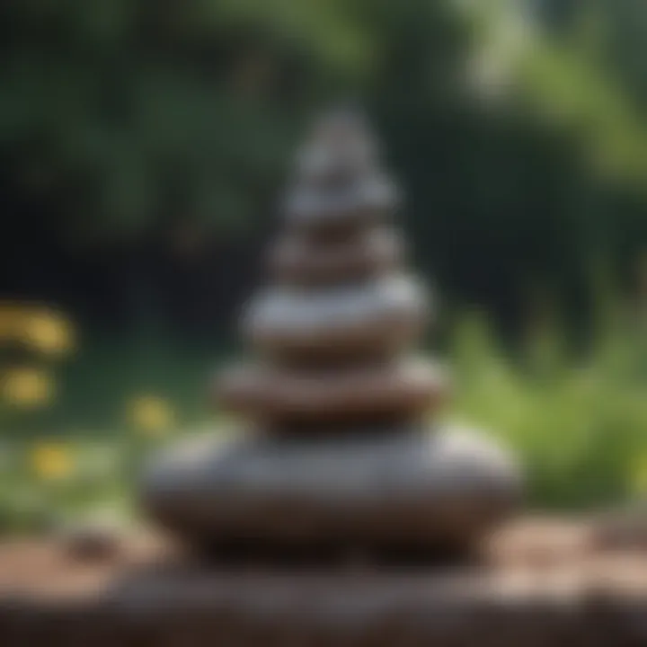 Close-up of a balanced stone stack