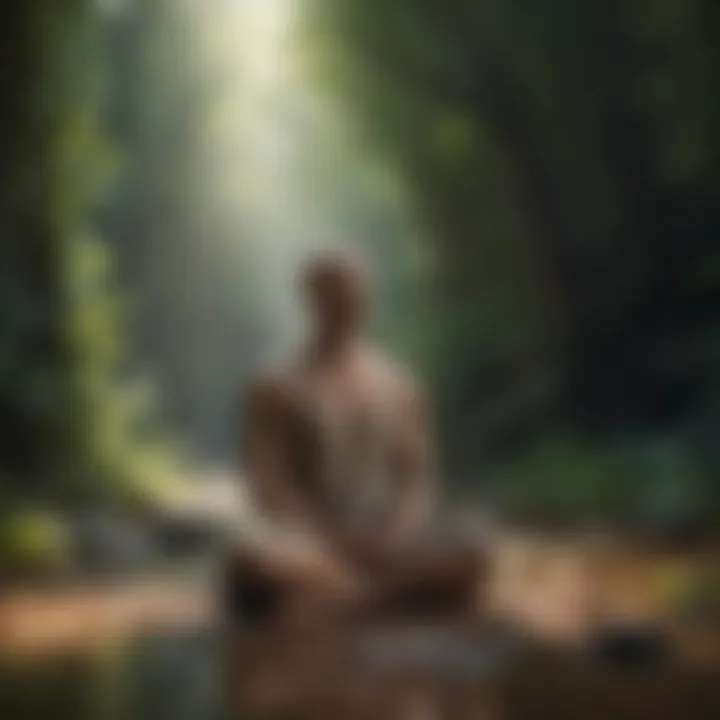 A meditative figure surrounded by calming elements