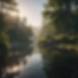 Calming nature scene with a serene lake