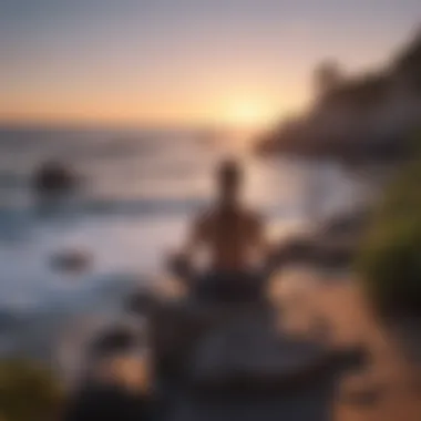 Practicing Mindfulness for Evening Relaxation A tranquil scene of a person engaging in mindfulness meditation