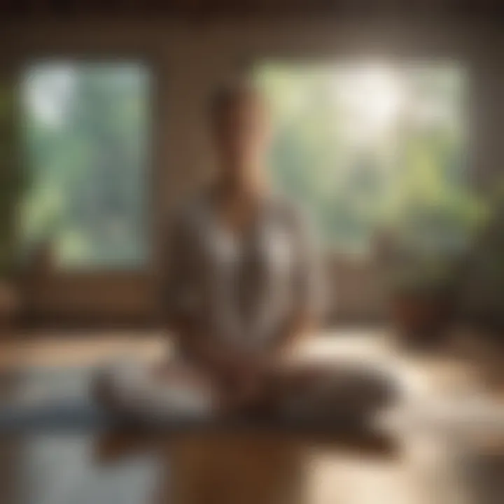 Individual practicing meditation in a quiet space