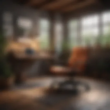 Cozy Workspace A cozy workspace with comfortable seating and calming decor