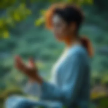 Embracing Mindfulness A person practicing mindfulness in a peaceful setting surrounded by nature