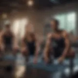 A team engaging in a lively group exercise session