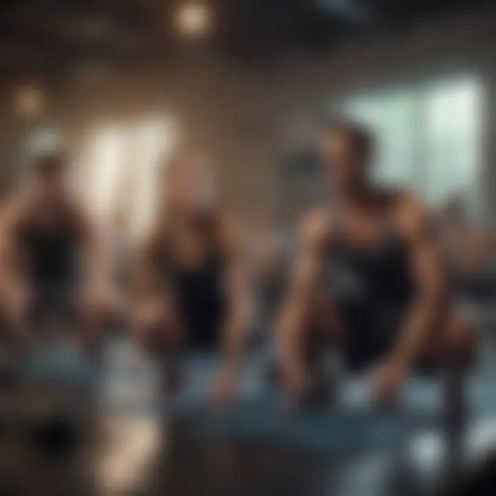 A team engaging in a lively group exercise session