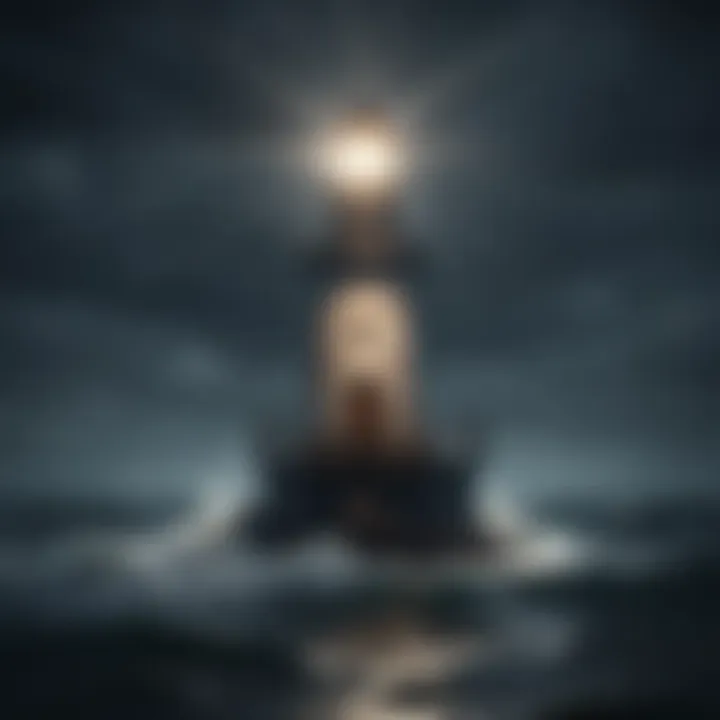 A lighthouse guiding through dark waters