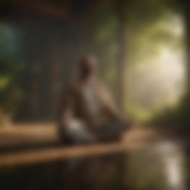 A person meditating in a tranquil environment to illustrate mindfulness