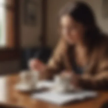 A woman journaling with a cup of tea, reflecting on quotes