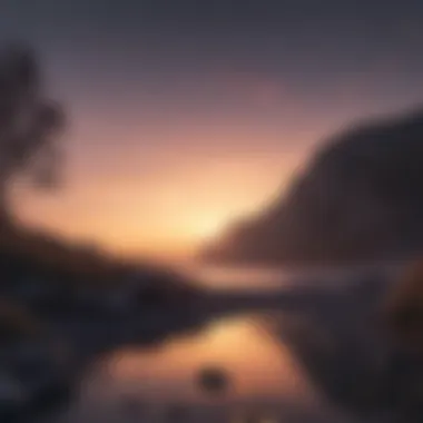 Twilight Tranquility A calm landscape at twilight prompting introspection.