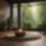 Peaceful meditation setup with calming elements