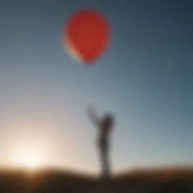 A person releasing a balloon into the sky symbolizing letting go