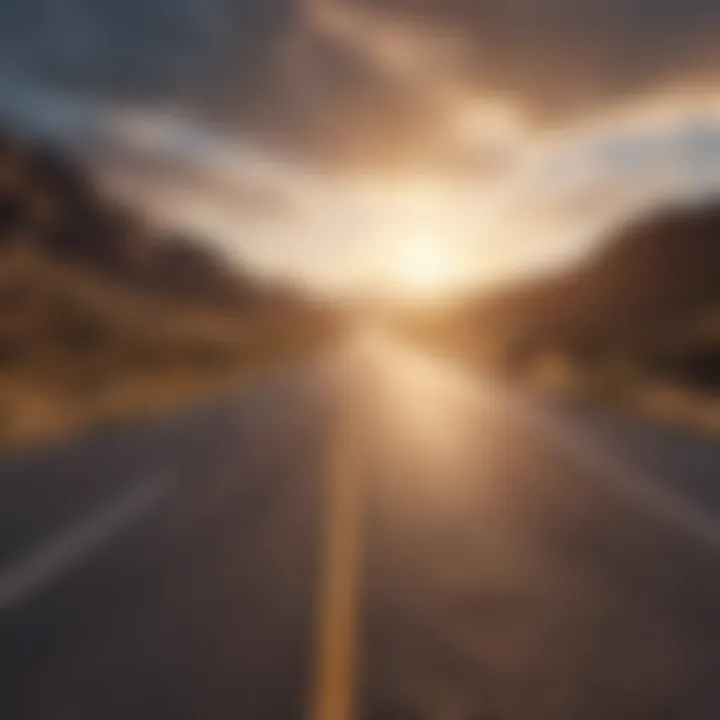 An open road leading towards a bright horizon representing future opportunities