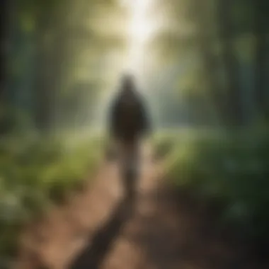 Embracing nature to ground oneself Nature walk encouraging present-moment awareness