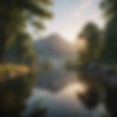 A tranquil scene inviting reflection Serene landscape promoting mindfulness