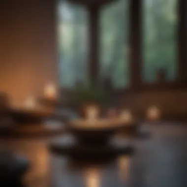 A peaceful meditation space with candles