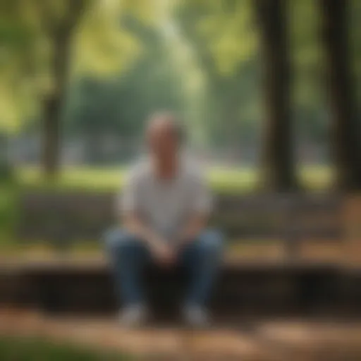 A serene public park scene promoting relaxation