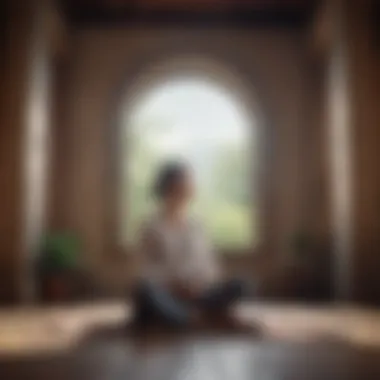 Embracing Stillness: The Art of Mindfulness in Meditation A person sitting cross-legged in a peaceful environment, embodying mindfulness and emotional resilience.
