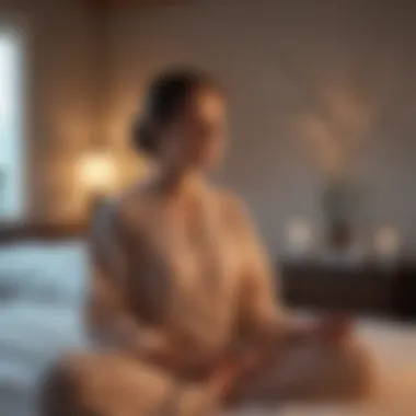 Person meditating to promote relaxation before sleep