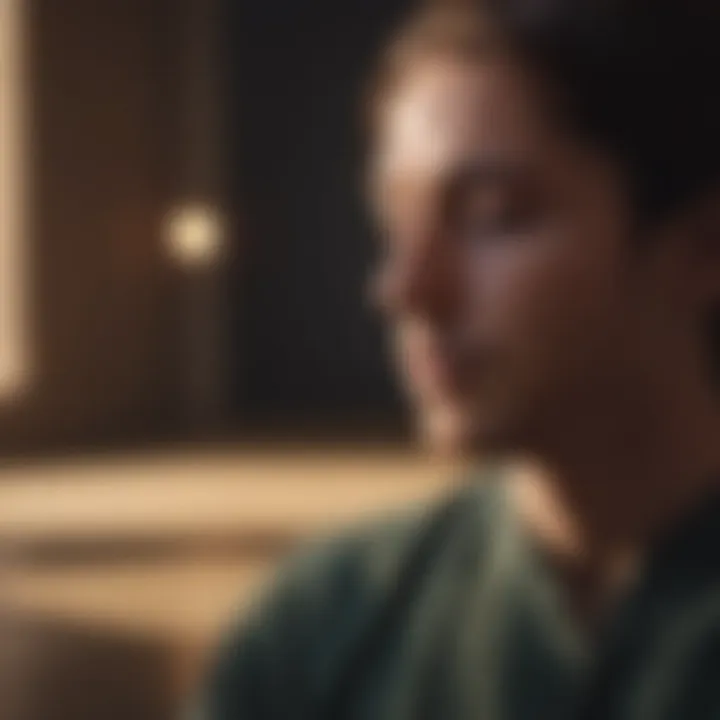 Close-up of a serene individual practicing meditation