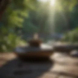 Calm meditation setting with nature background