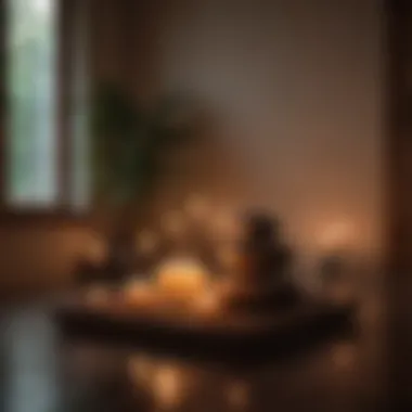 Tranquil Meditation Space A cozy meditation space with candles and soft lighting