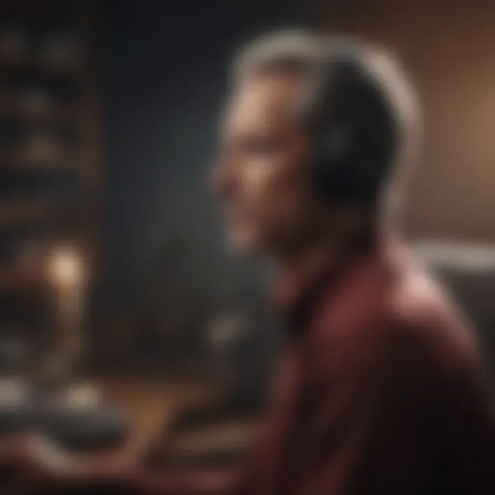 Mindful person listening to music
