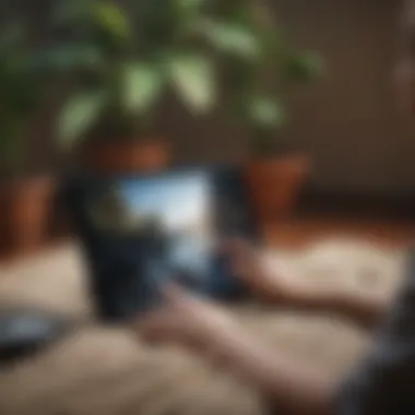 Utilizing Technology for Enhanced Meditation Practices Guided meditation prompts on a tablet