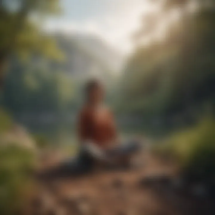 A person engaging in a calming meditation session surrounded by nature, illustrating mindfulness practice.