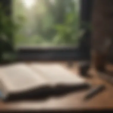 Journaling for Peace of Mind Open journal with a pen surrounded by calming elements