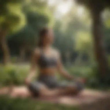 An individual practicing yoga in a peaceful garden setting