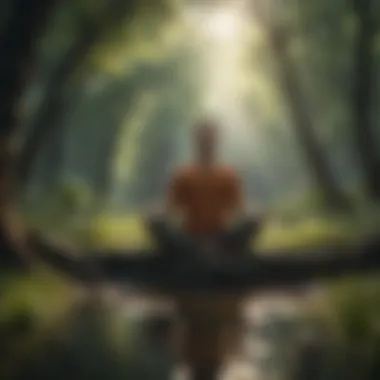 Connecting with Nature through Mindfulness A tranquil scene of a person meditating in nature