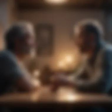 Practicing Mindfulness in Conversations Two friends engaged in a deep conversation with focus