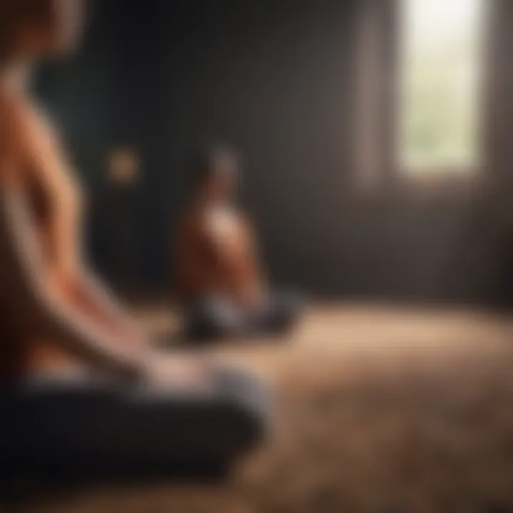 Close-up of a meditation session in a peaceful environment