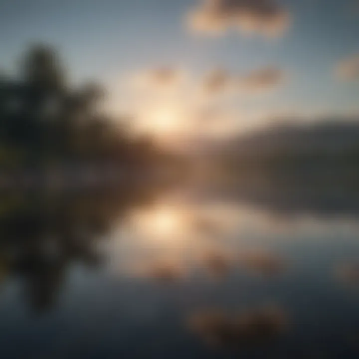 Serene landscape with calm water reflecting the sky