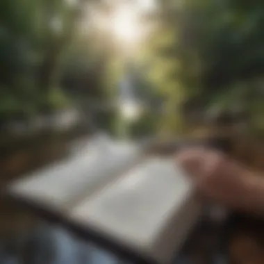 Capturing Thoughts: The Power of Reflection An open journal with thoughtful reflections written on its pages.