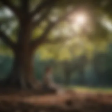 A person meditating under a tree, illustrating inner peace