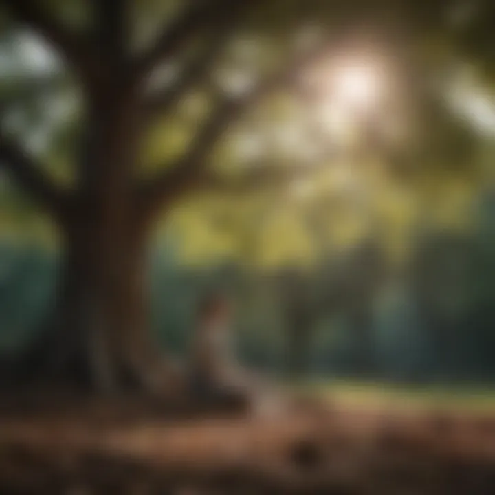 A person meditating under a tree, illustrating inner peace