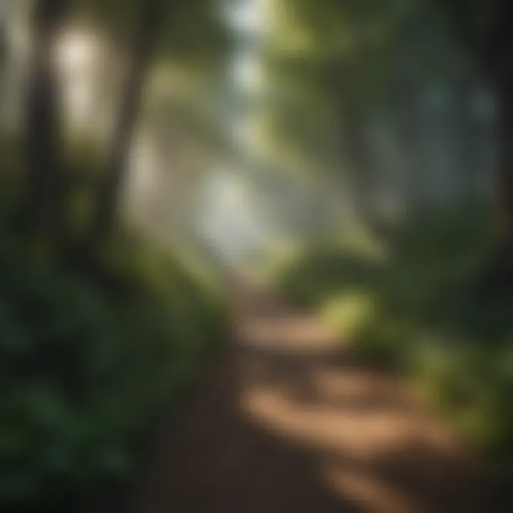 A path winding through a lush forest representing personal growth