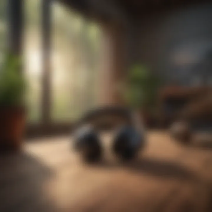Calming environment with headphones and a serene setting