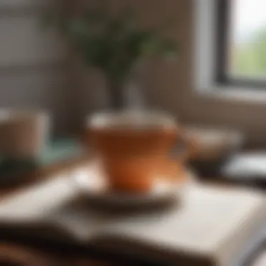 Moments of Reflection An arrangement of a journal and a cup of tea symbolizing introspection