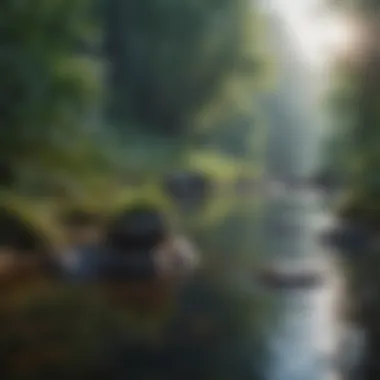 Emotional Tranquility in Nature A serene landscape depicting tranquility amidst chaos, symbolizing emotional calmness