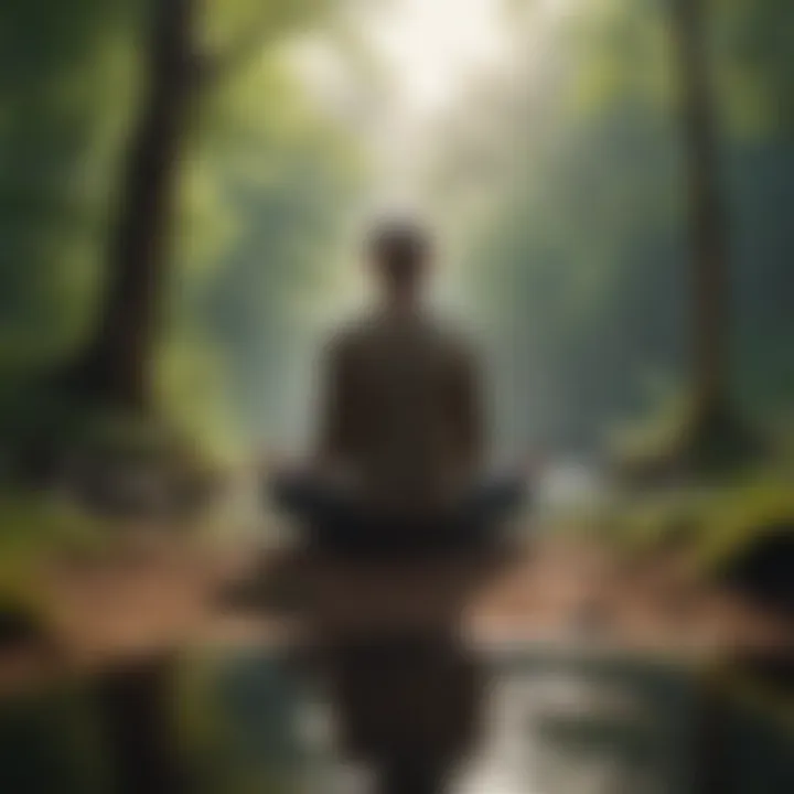 A person practicing mindfulness in a tranquil setting