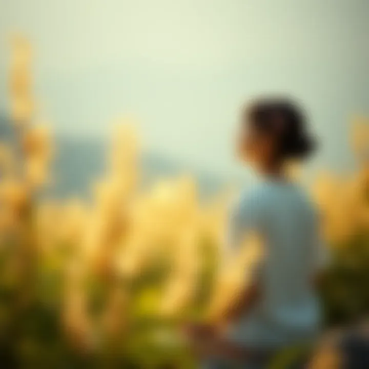 A visual depiction of mindfulness practice in a peaceful setting