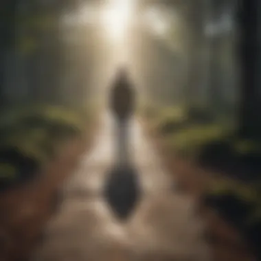 Confronting Choices: The Journey of Self-Discovery A person standing at a crossroads, contemplating their path