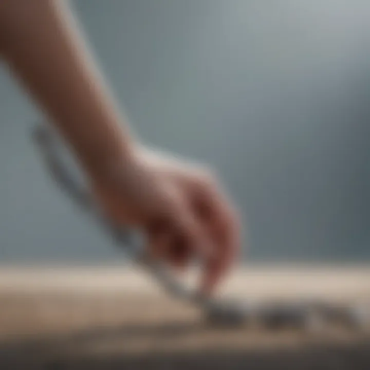 A broken chain against a soft background, depicting the act of letting go.