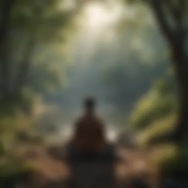Meditative scene with tranquil nature backdrop