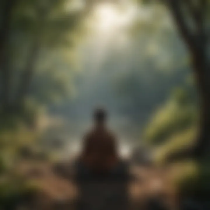 Meditative scene with tranquil nature backdrop