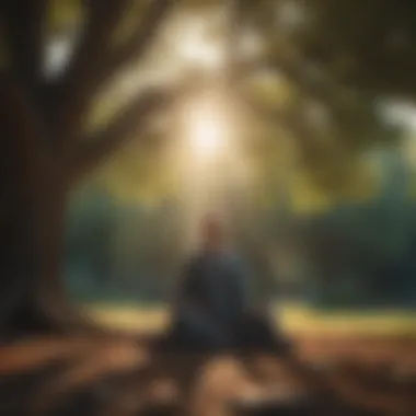 A person meditating under a tree, representing mindfulness