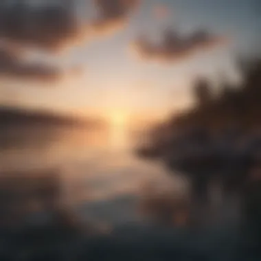 Tranquil Sunset Over Water A serene landscape depicting a tranquil sunset over calm waters